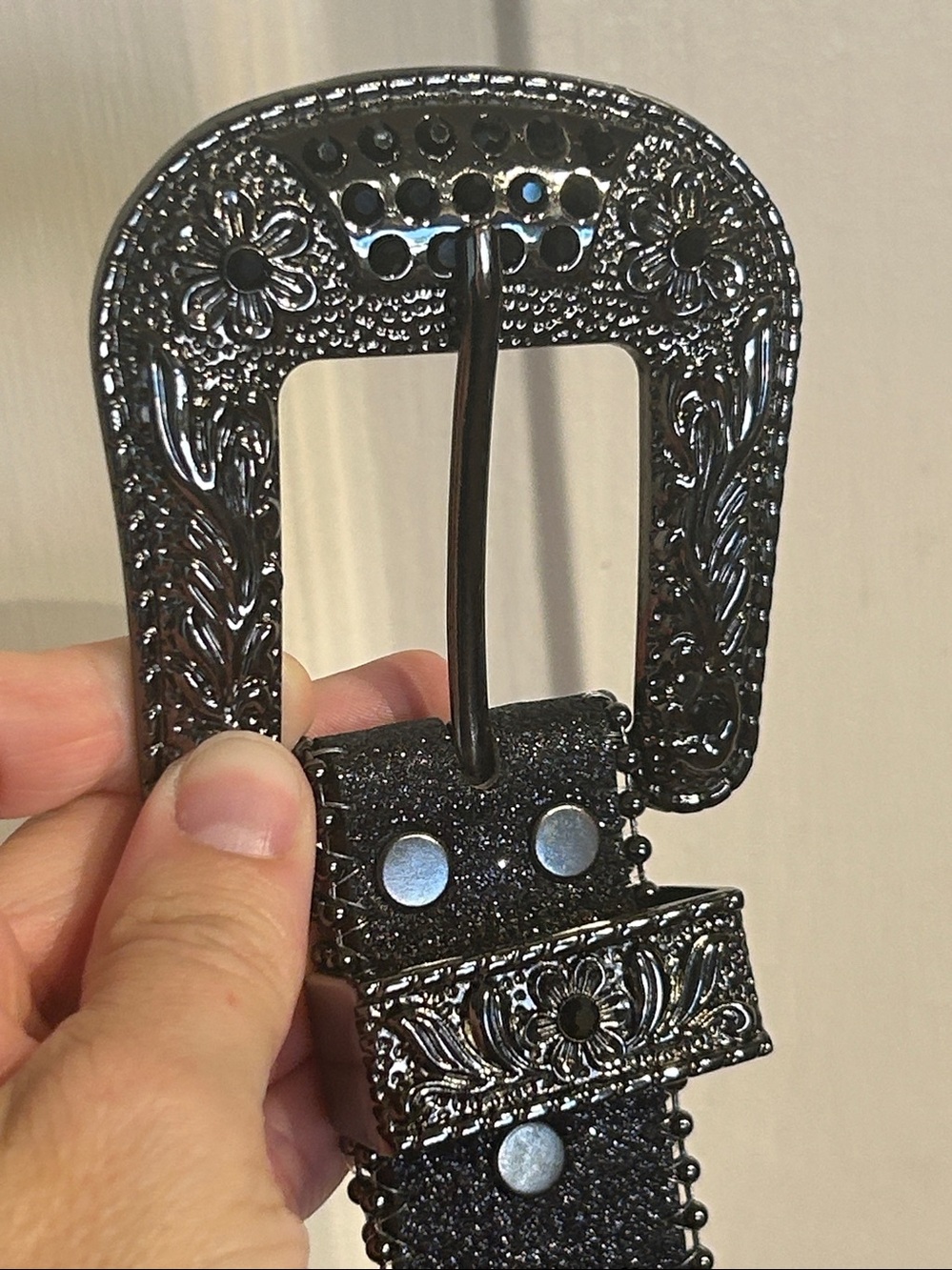 Black Sparkles and Bling Western Cowgirl Belt
